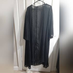 Torrid Black Heart Sheer Clip Dot Chiffon Duster Kimono